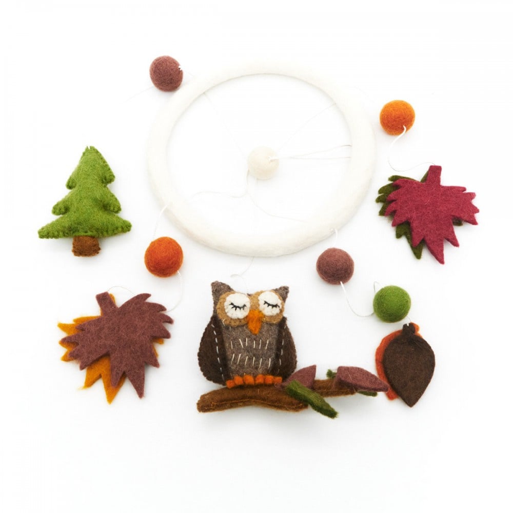 Felt mobile Forest Owl Fairtrade