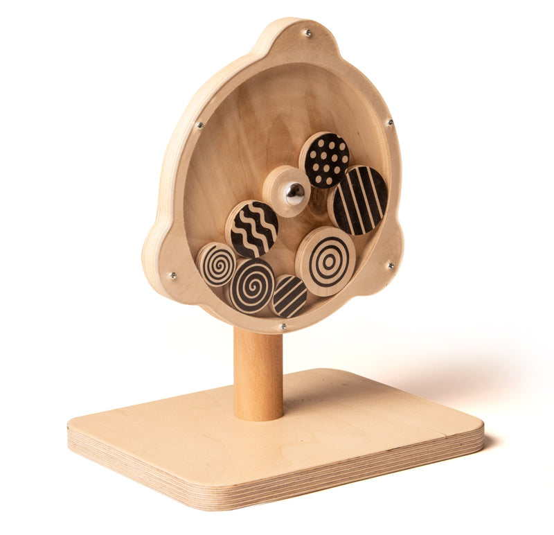 Contrasting shapes form a wheel