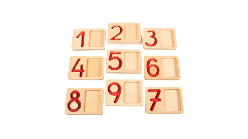 Tactile wooden number trays 1-9