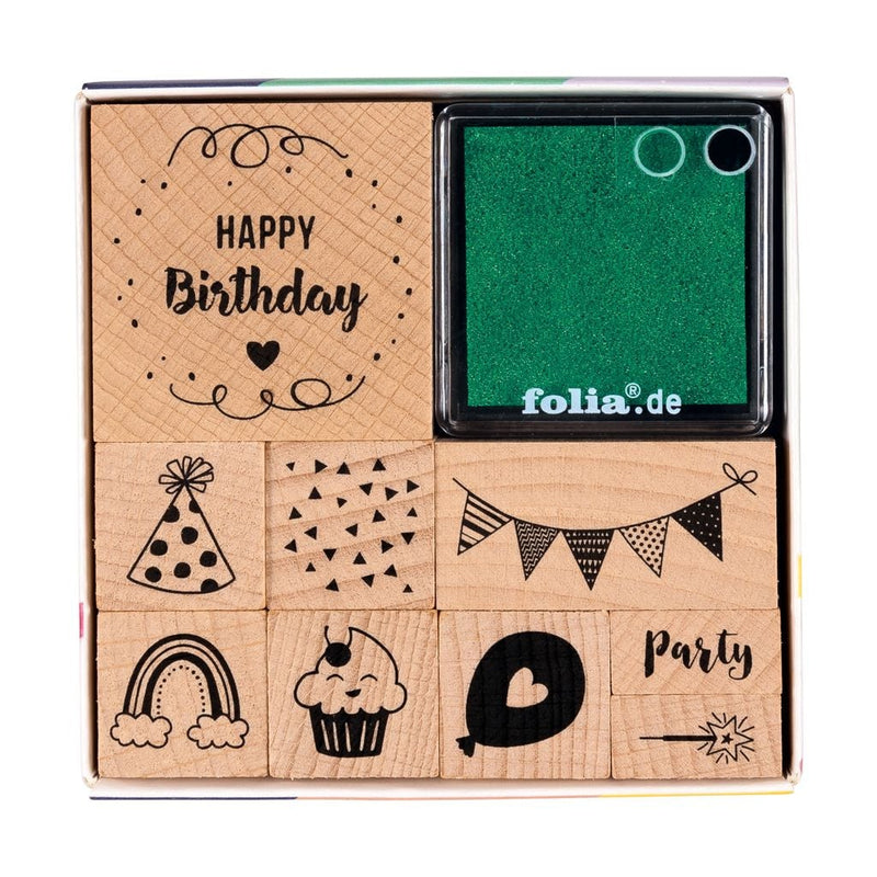 Wooden stamp set, birthday