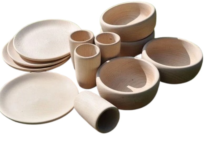 Houten servies, 12-delig