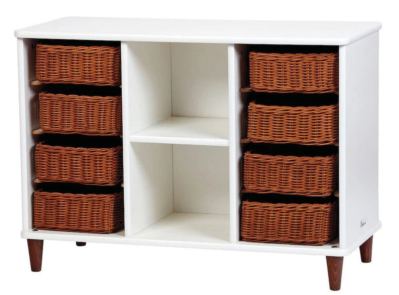 Shallow cabinet with 8 storage baskets