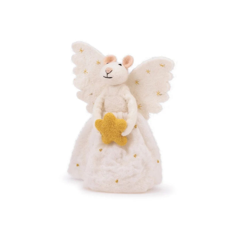 # Vilten Muis Kerstengel met ster