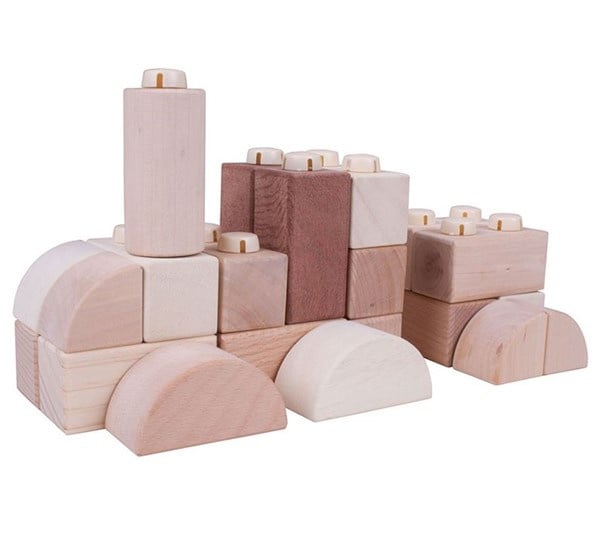Wooden blocks with click system in box, 101 pieces