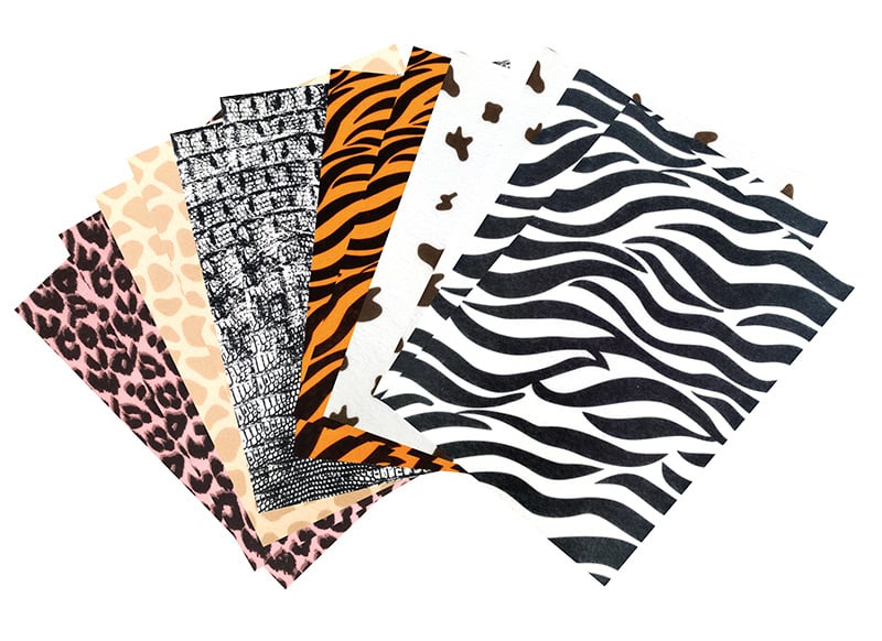 Vilt vellen dierenprint, set van 10