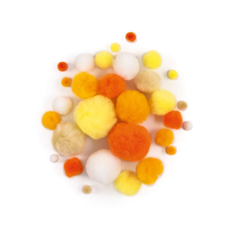 Pompons, yellow-orange colours