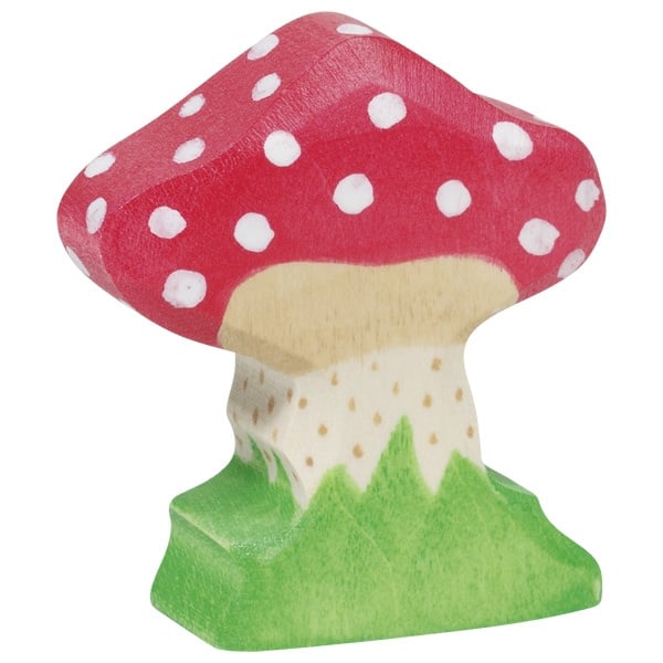 Wooden autumn scene, trees and mushroom