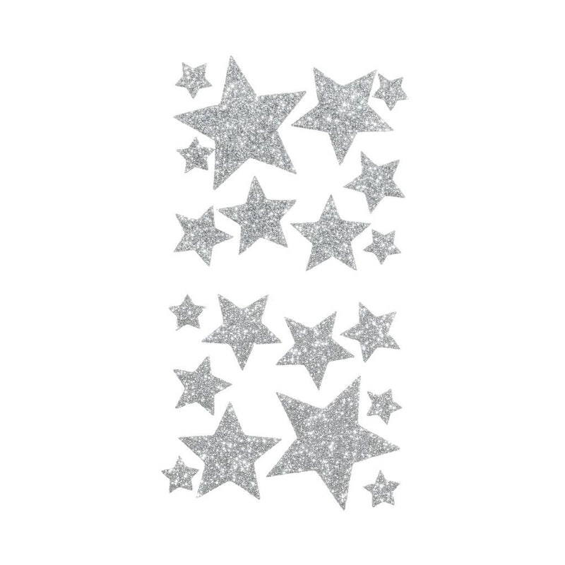 Foam Glitter Star Stickers Gold and Silver