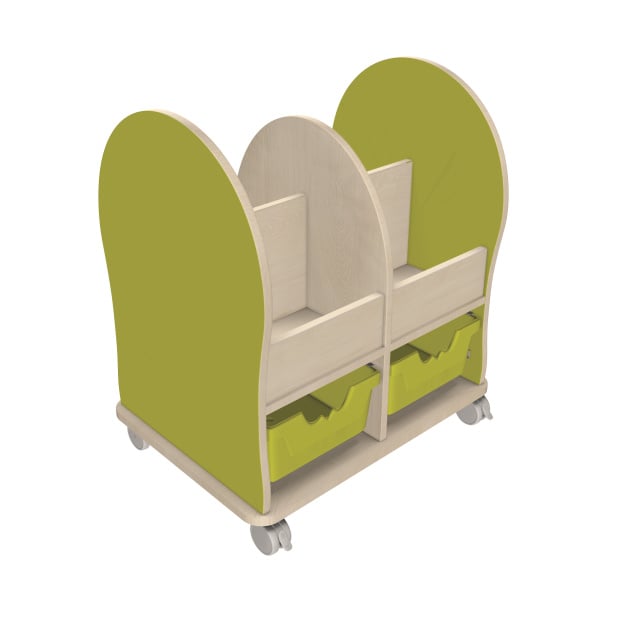 Book trolley Midi, 4 compartments and 2 ErgoTray drawers L