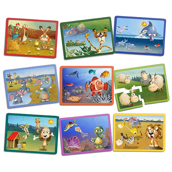 Set van 9 dierenpuzzels