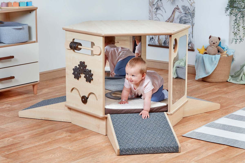 Magical mirror house with ramps and sensory cushion