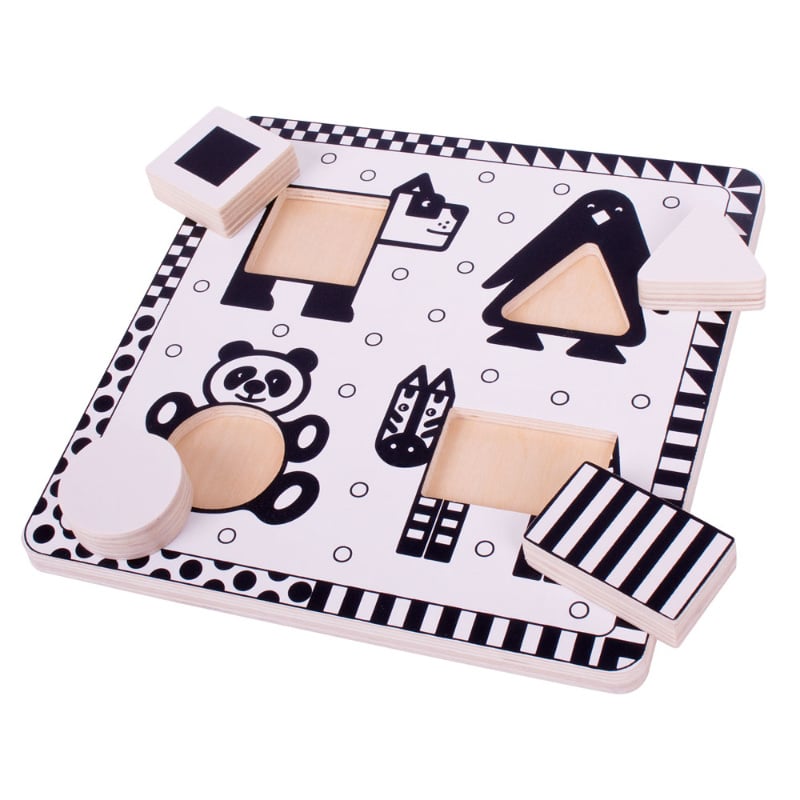 Contrast puzzle animals black white