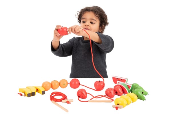 Tickit wooden sorting and threading fruit
