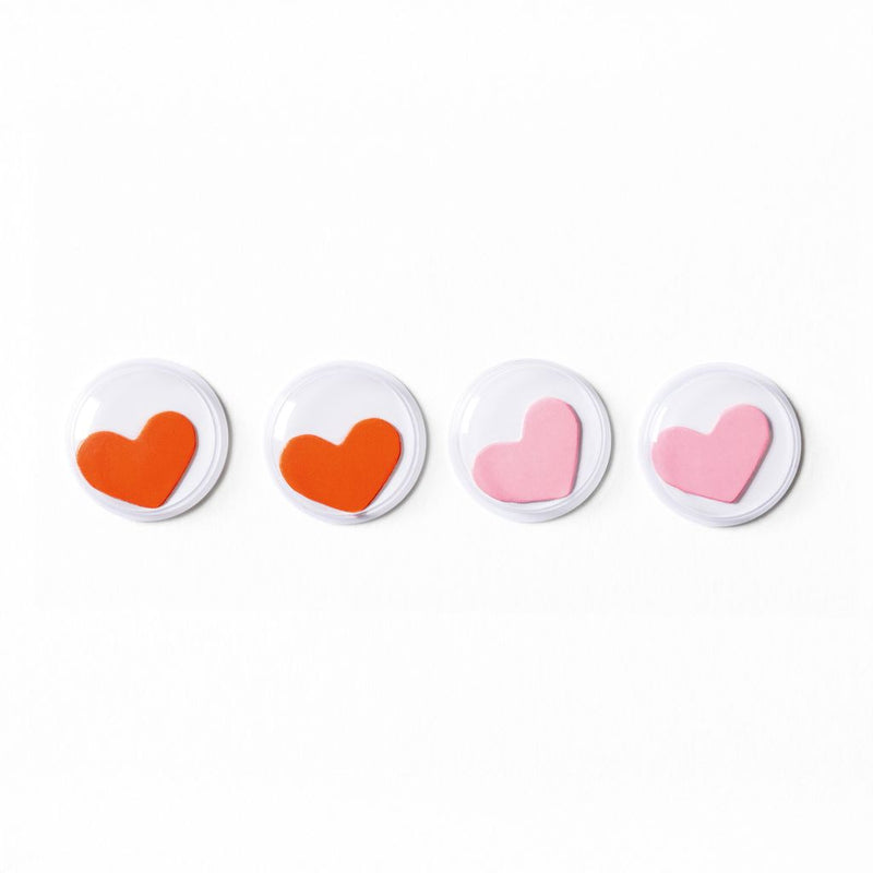 Wiggle/googly eyes with hearts, 20 mm diameter, 12 pieces