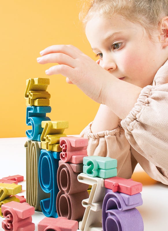 Coloured stackable numbers, set of 34 (assorted)