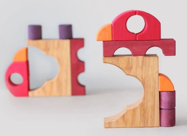 Grimm's Race Car Puzzle Building Game Red Hues