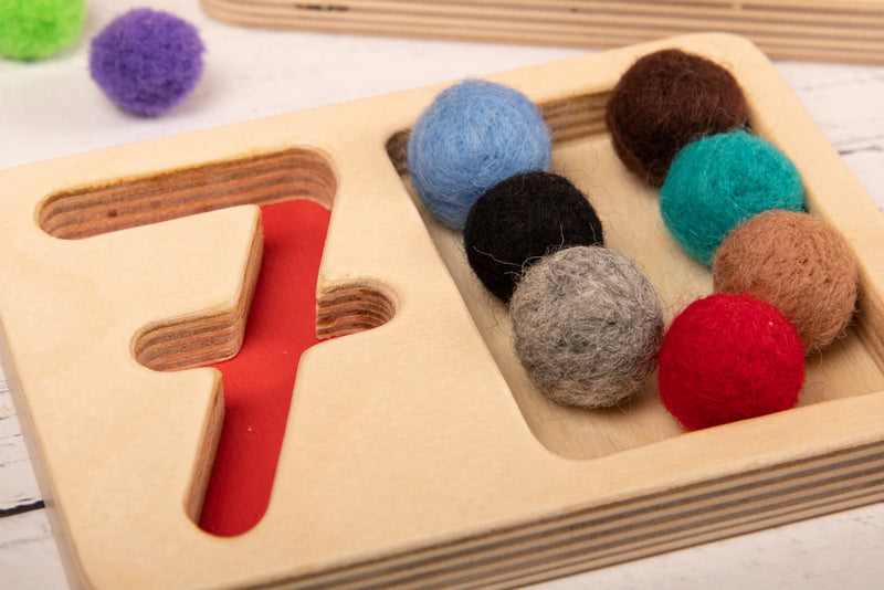 Tactile wooden number trays 1-9