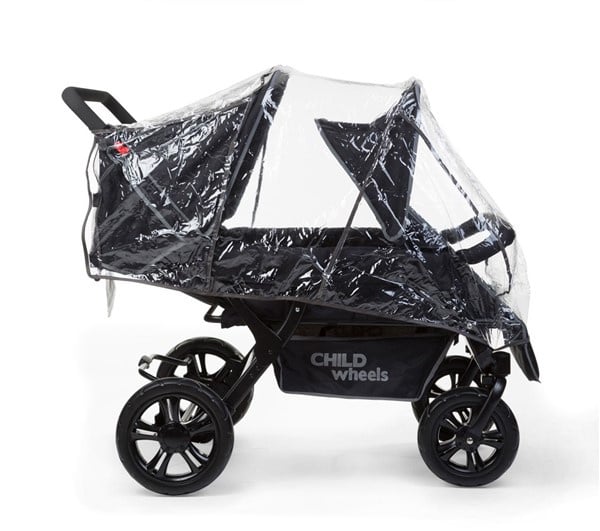 Stroller two by two with rain cover