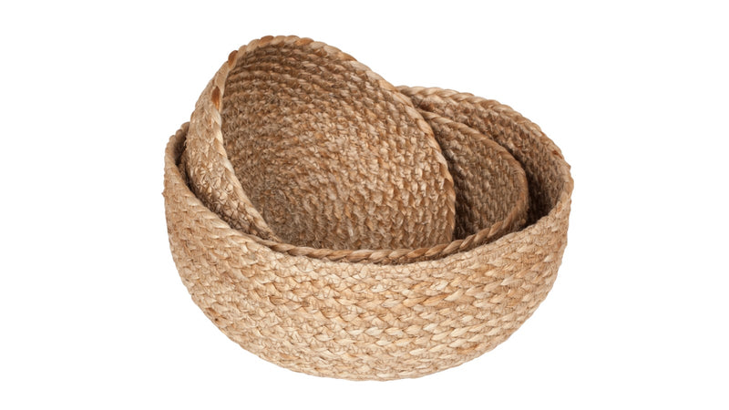 Set van 3 jute ronde bolmanden, Fairtrade