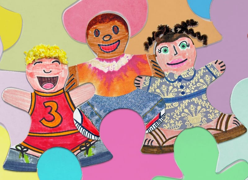 Puzzelstukken van kinderfiguren, set van 24