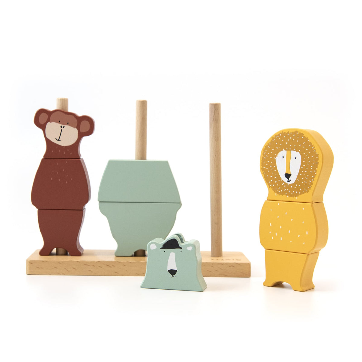 Wooden animal puzzle stacker