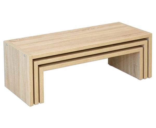# EduCasa banken rechthoekig eiken decor, set van 3 stuks