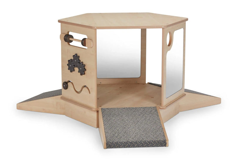 Magical mirror house with ramps and sensory cushion