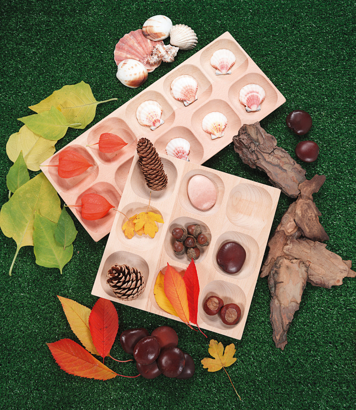 Natuurlijke sorteerbak, 9 vakken (3 x 3)