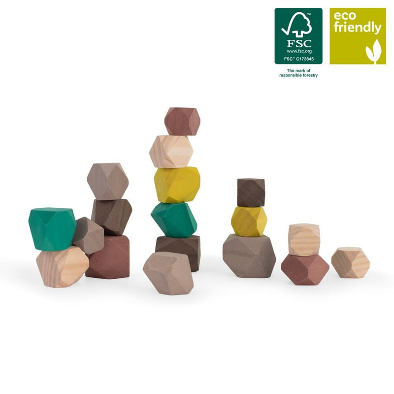 Stapelspel, 18 houten stenen