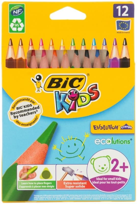 Colored Pencils Bic Evolution Triangle, 12 count