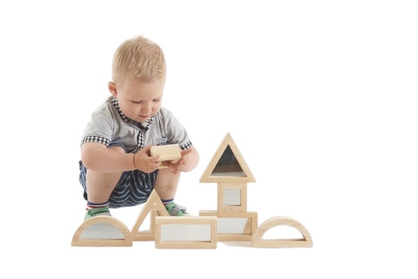 Tickit houten spiegelblokken, set van 8