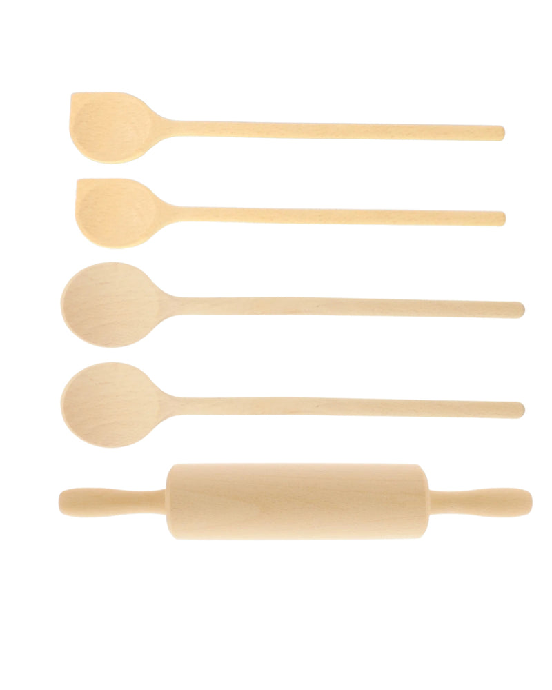 Set grote lepels met deegroller