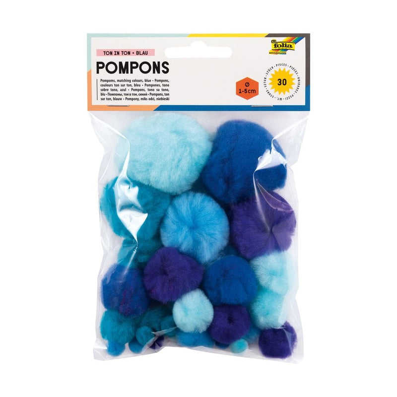 Pom-poms, blue colors