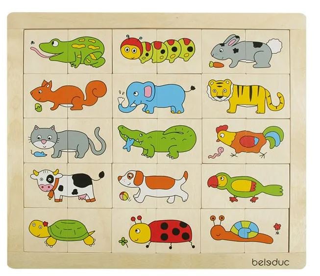Houten combipuzzel dieren