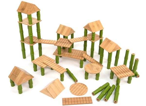Bamboo building blocks, 80-piece