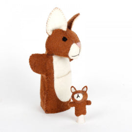 Handpop Kangoeroe met Baby 3D