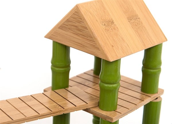 Bamboo building blocks, 80-piece