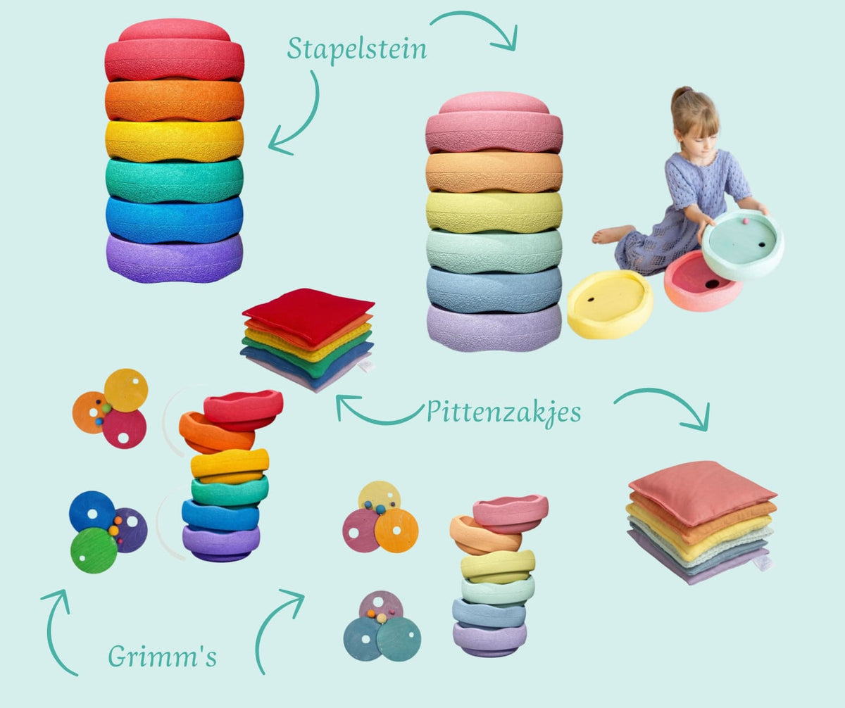 Grimms x Stapelstein Rolling Discs, Pastel Colors