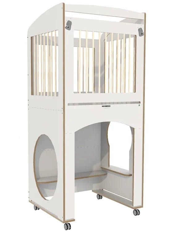 # Verrijdbare hoge box met kantelhek