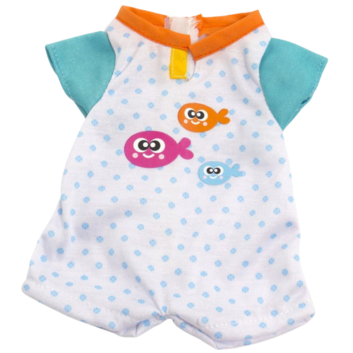 Poppen pyjama blauw-wit met visjes, 32 cm, poppenkleding