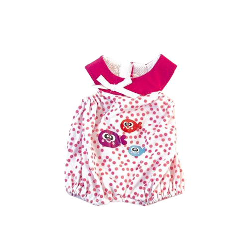 Poppen pyjama roze-wit met visjes, 32 cm, poppenkleding