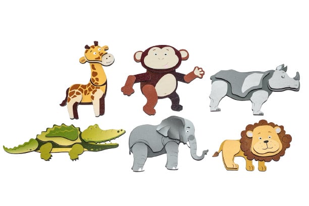 6 puzzels in een houten opbergkist, thema Afrika
