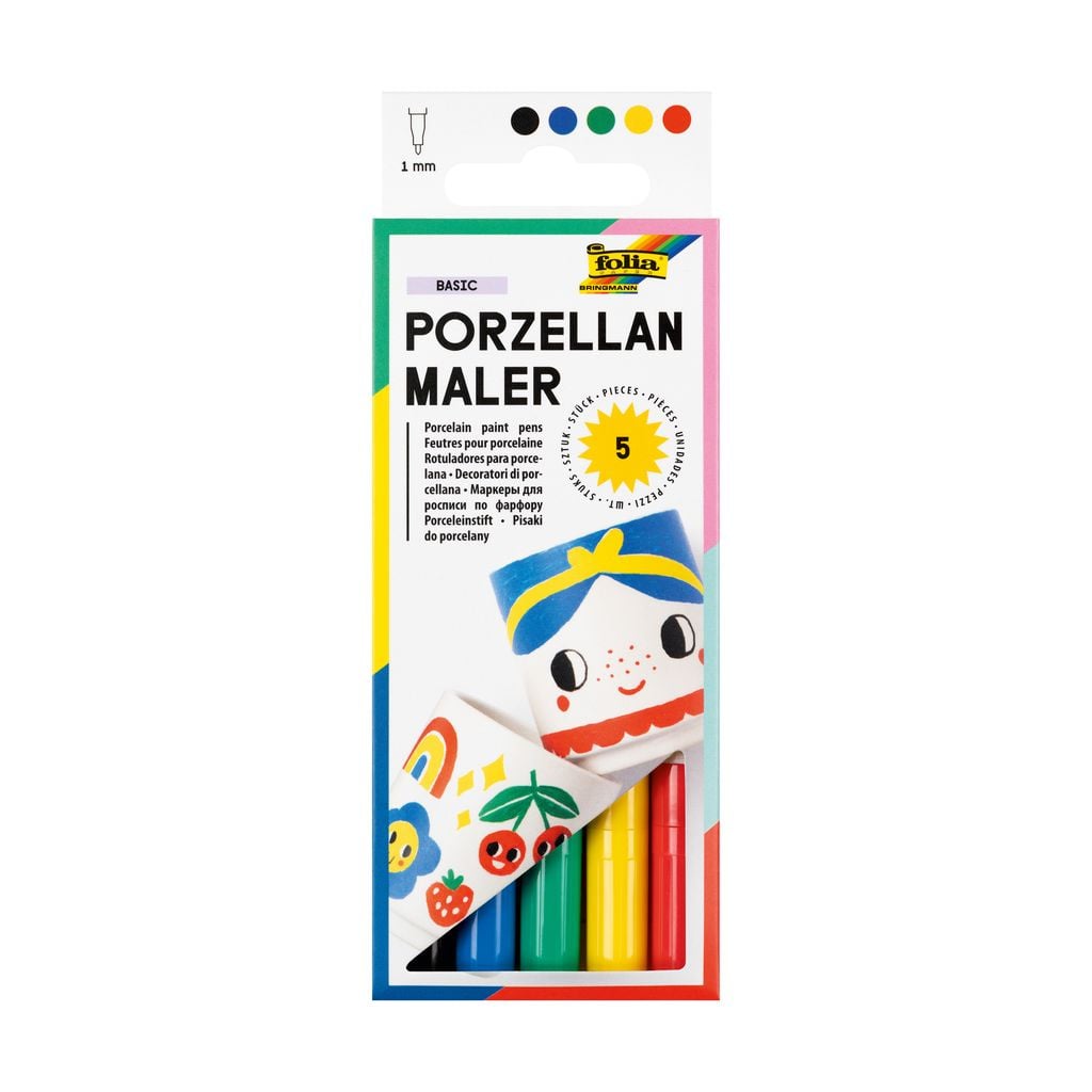 Porcelain paint pens, assorted set of 5