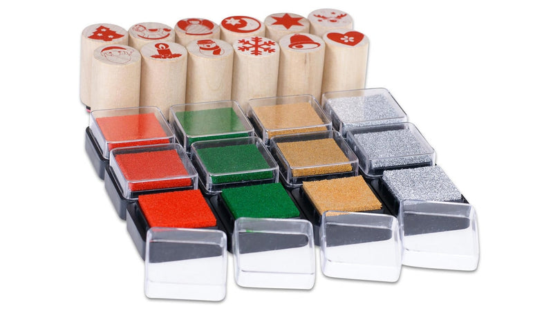 Christmas Stamps with Ink Pads, 24-piece