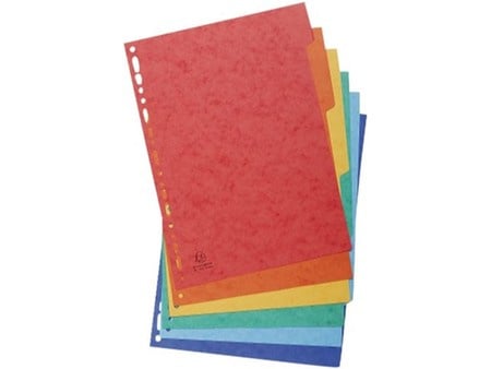 Cardboard index dividers 23-ring, 6-part assorted
