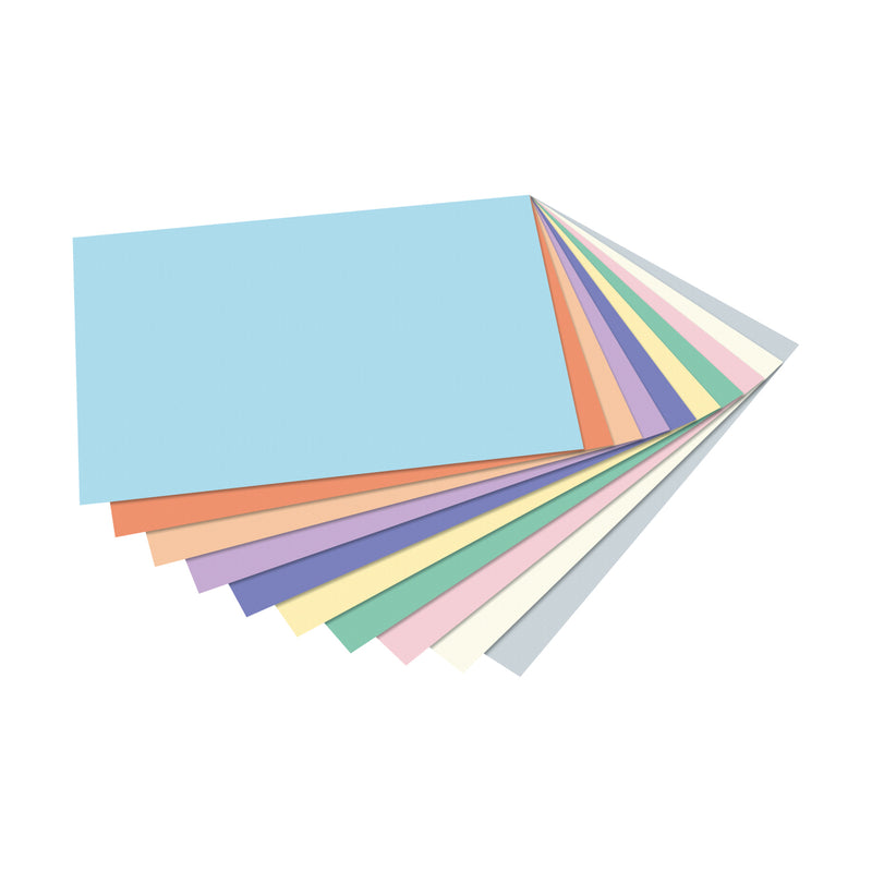 Thick English cardboard 300 gr. 50 x 70 cm 100 sheets 10 assorted pastel colours