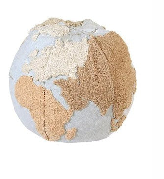 Wereldbol poef, handgemaakt en wasbaar