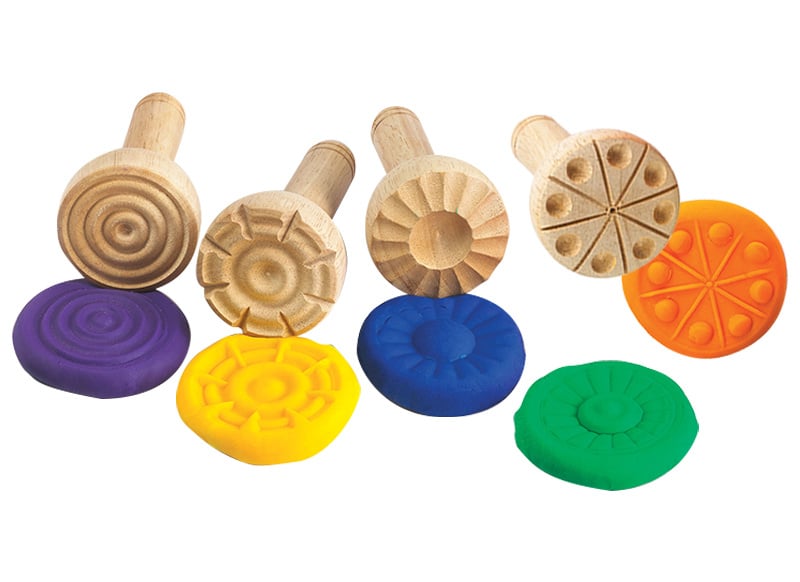 Wooden clay stamps, set of 4