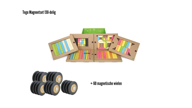 Tegu magnetic block set 130-piece + 60 wheels
