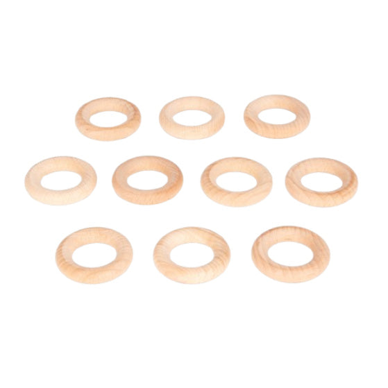 Tickit Natural Wooden Rings, set of 10
